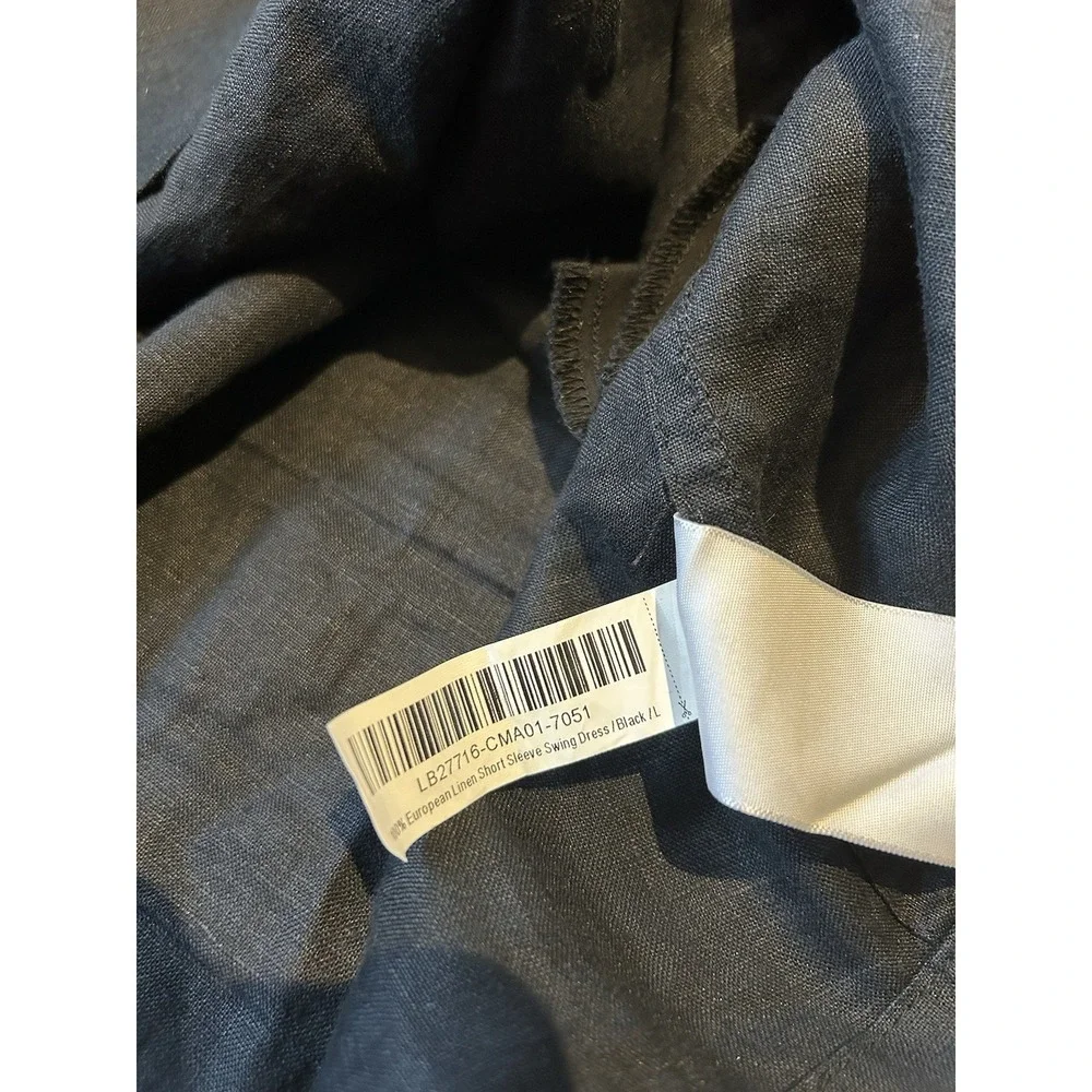 Quince Women 100% European Linen Short Sleeve Swing Dress Black Size Large - Picture 6 of 9